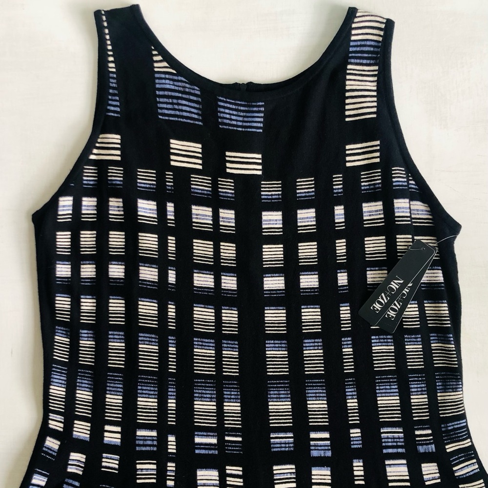NIC+ZOE Black and Gray Striped Midi Dress NWT - Picture 5 of 15